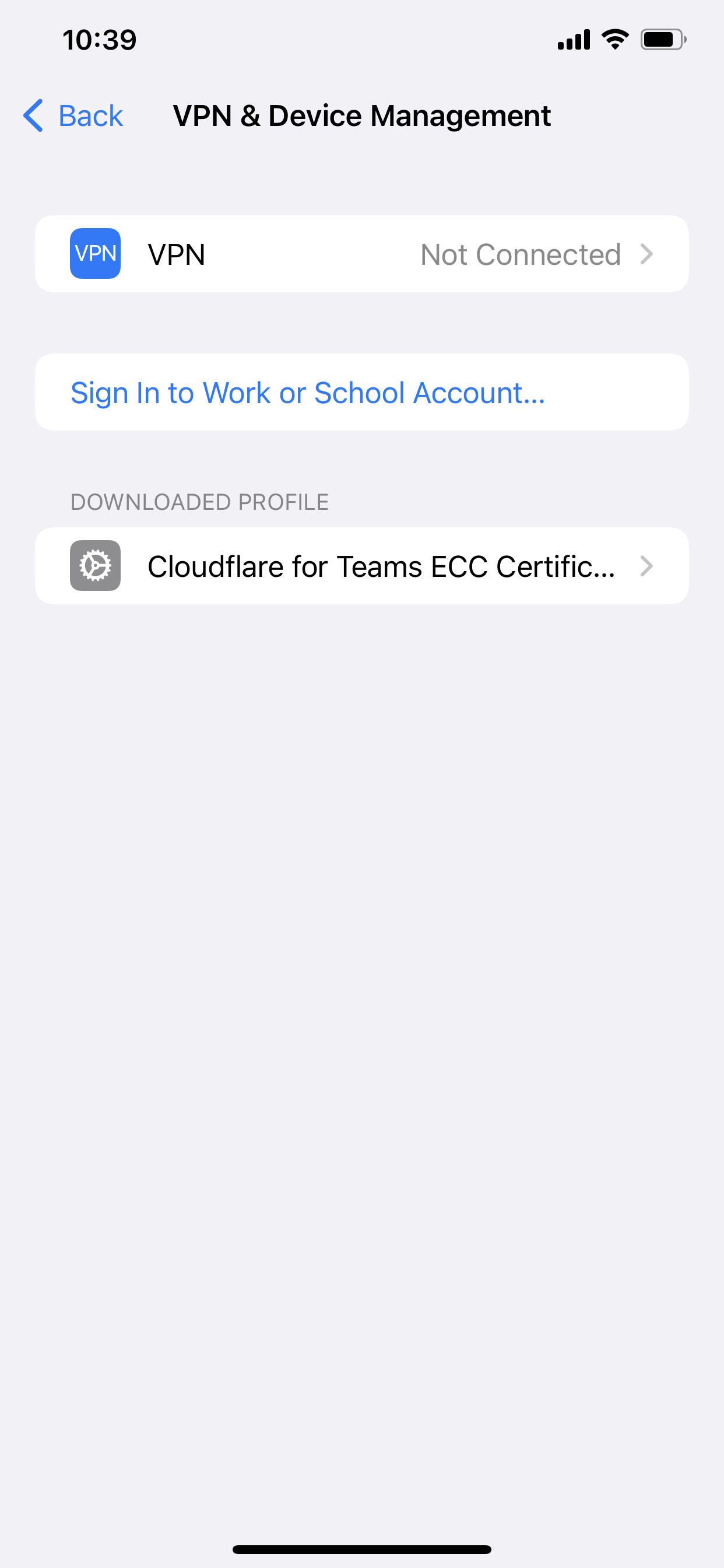 iOS profile